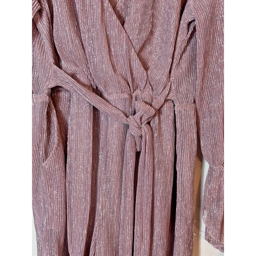 Paradiso Romper Womens Large Pink Shimmer Pockets Balloon Tie Retrofete Inspired - Picture 5 of 10